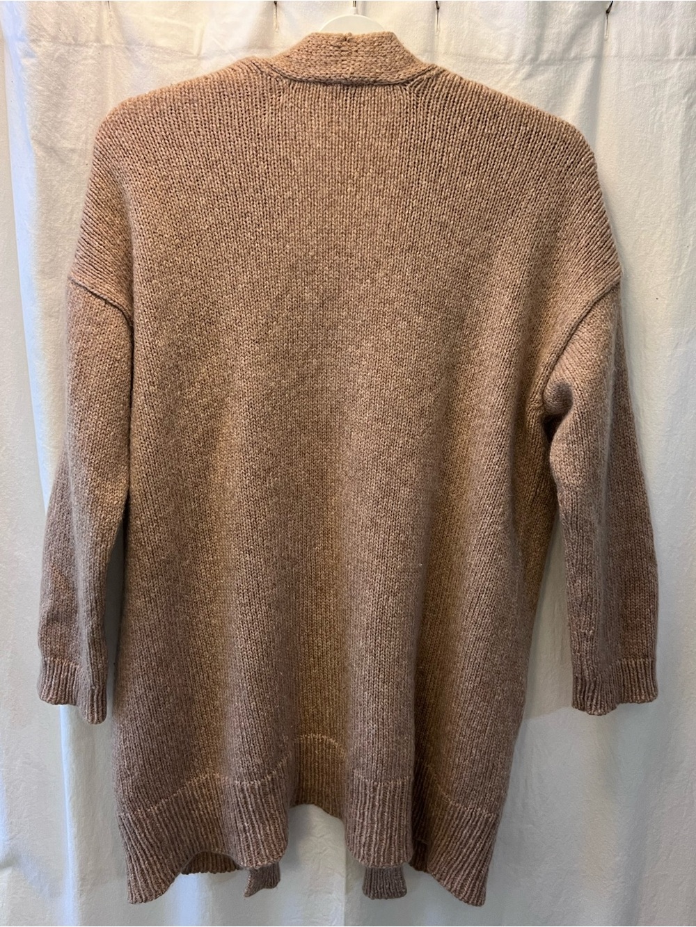 Eileen Fisher XL Chunky Knit Open Cardigan Oatmeal Tan Pockets - Picture 2 of 4